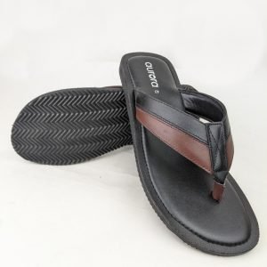 Chocolate & Black leather sandal