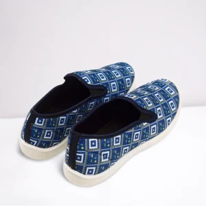 Blue check fabric loafer