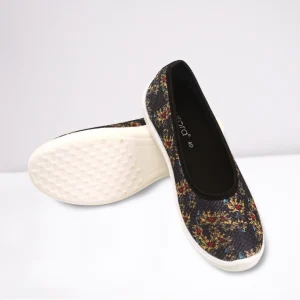 Black golden fabric loafer