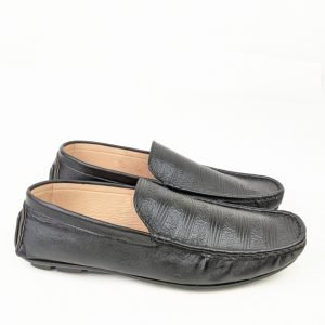 Black check premium leather loafer