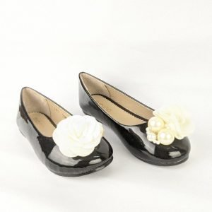 Black Flower Flat Sandal