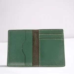 Green premium leather card holder