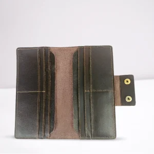 Elegant Chocolate Leather Long Wallet - Premium Quality