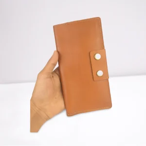 Brown premium long leather wallet